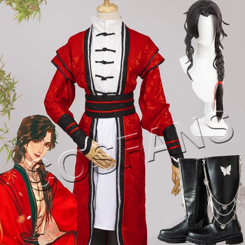 

Anime Tian Guan Ci Fu Desperate Ghost King Hua Cheng Cosplay Costume Halloween Ancient Hanfu Costumes Juvenile Red Dress wig