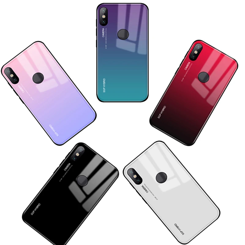 

Gradient Case For Xiaomi Redmi K20 6a 5a s2 5plus Note 5 6 7 Pro 4x 4 Xiomi Xiami Case Tempered Glass Back Cover Silicone Cases