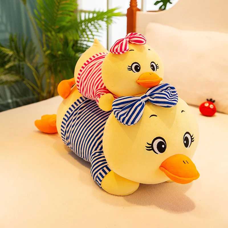 

New Style INS Dress Stripes Duck Doll Douyin Small Yellow Duck Pillow Plush Toys Duckling Doll