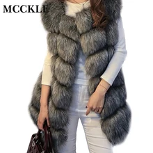Mcckle/Высокое качество Мех жилет пальто роскошный искусственный лиса теплая Для женщин пальто Вязаные Жилеты для женщин модные зимние меха Для женщин Пальто и пуховики куртка жилет VESTE 4XL