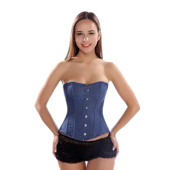 

Simple solid color denim plastic bone belly-closure Palace body-shaping clothes