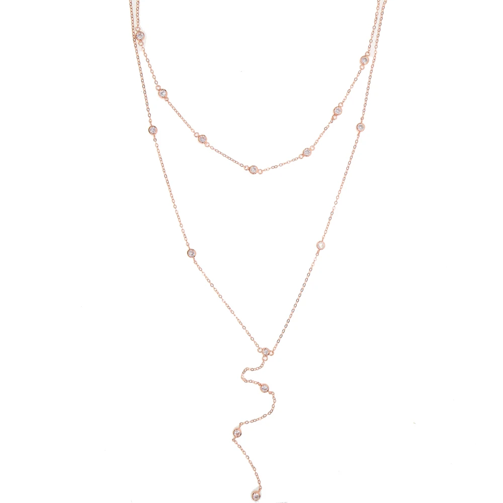 925 sterling silver New Fashion Layered Gold color Choker Y shape