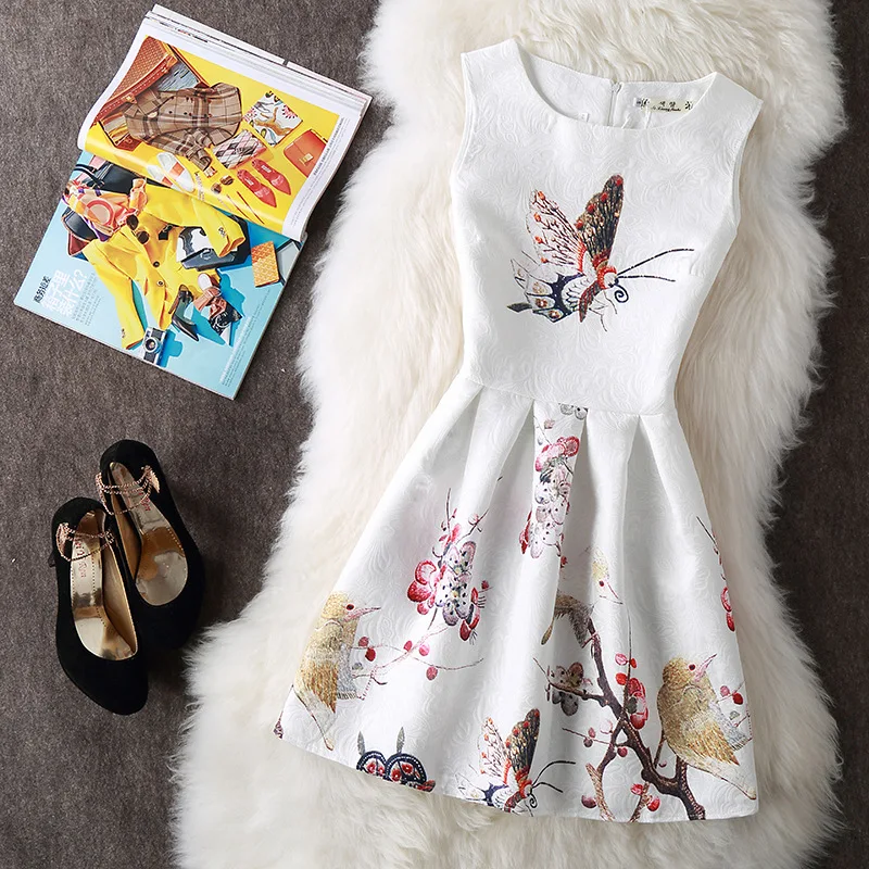 

Photo Shoot 2018 Spring And Summer Jacquard Floral Printed Dress Sleeveless Elegant Tutu Women's