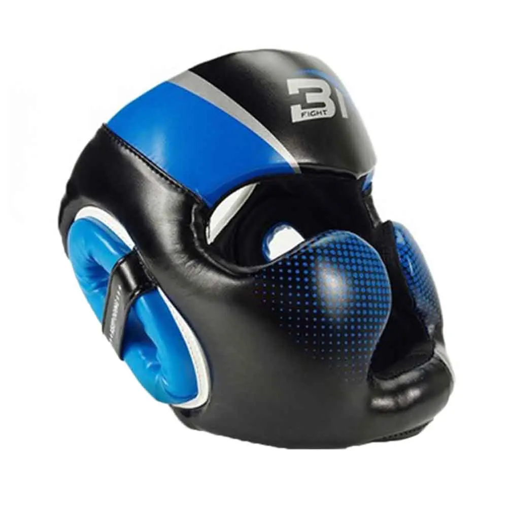 Для женщин и мужчин каратэ боксерский шлем соревнования спортсмена молодежи взрослых Защитное приспособление для тхэквондо Муай Тай Санда голова снаряжение из искусственной кожи тренировки - Цвет: Синий