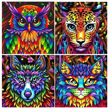 

full square/round drill 5D diy diamond painting animals cat owl diamond embroidery pattern cross stitch kit mosaic home decor