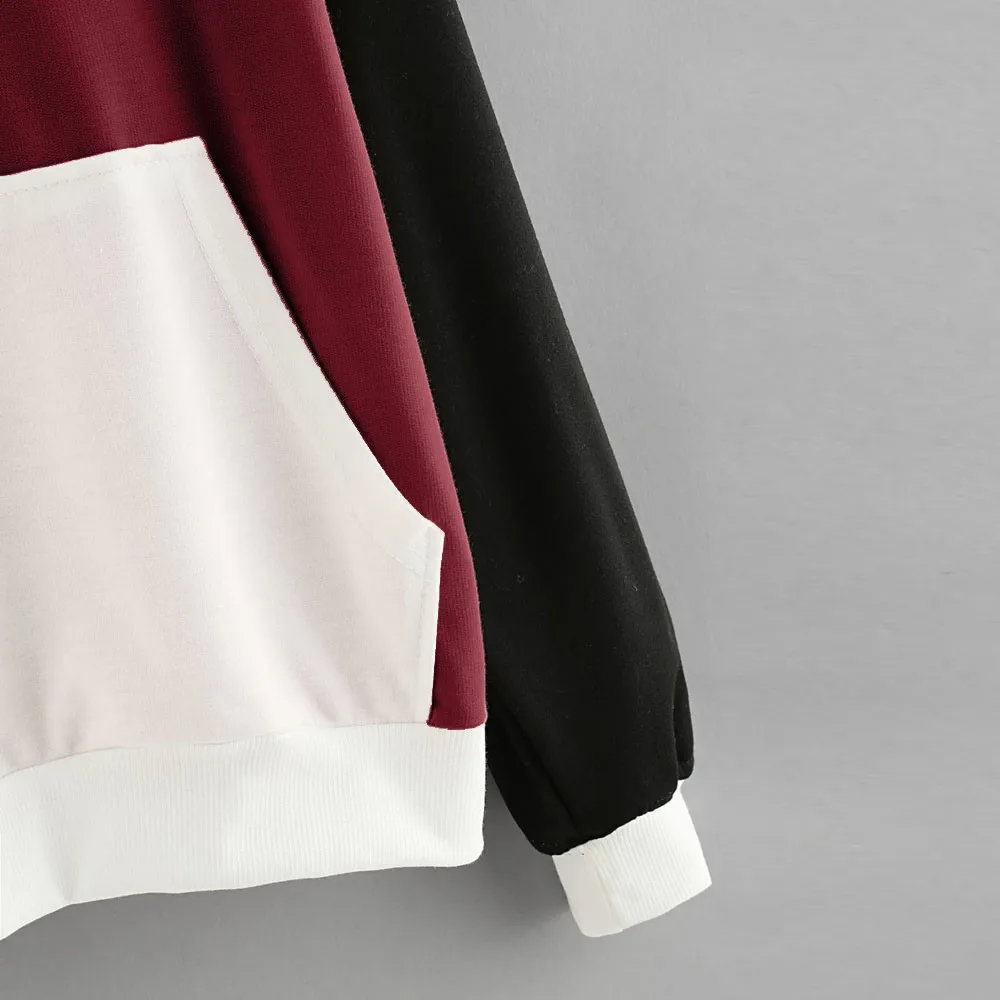 Jaycosin 2019 New Hoodies For Girls Letters Pocket Hooded Top Women