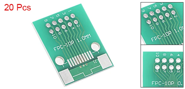 Uxcell FPC 10P 0,5/FPC 10P-1 к DIP адаптер печатной платы SMD конвертер 20 шт - Цвет: FPC 10P 20pcs