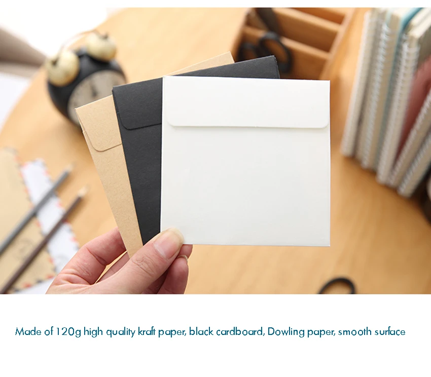 5 шт./партия, квадратный крафт-бумажный пустой маленький конверт 10x10 см, креативные оконные конверты для свадебного приглашения подарочные открытки