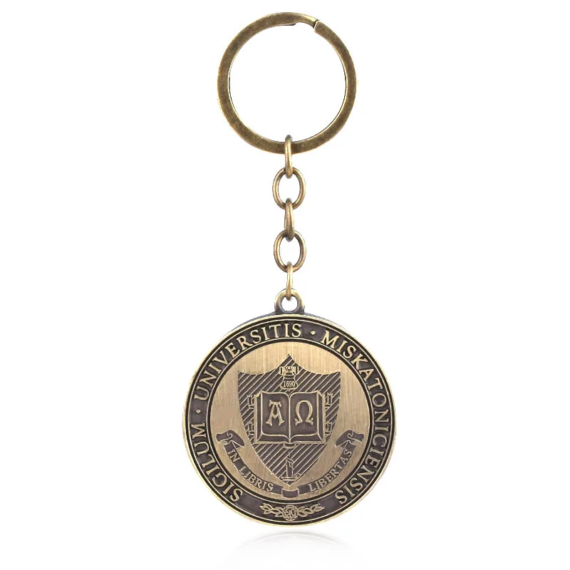 Horror Cthulhu Mythos Key Necklace H.P.Lovecraft Knowledge Logo Pendant Necklaces Leather Chain For Men Women Jewelry Gifts - Окраска металла: K663