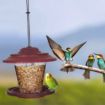 

Plastic transparent bird feeder, large balcony safety capacity, simple and waterproof hanging feeder, lazy bird feeder