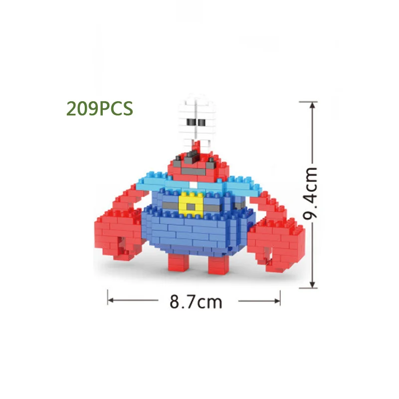 Американский мультфильм звезда изображения микро алмазный Строительный Блок Губка Боб Патрик сквидворд крабы песчаная Улитка нанокирпичи игрушки Кирпичи - Цвет: Krabs