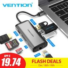 Vention Thunderbolt 3 док-станция USB 3,0 type C к HDMI USB концентратор RJ45 для MacBook Pro nintendo huawei P30/P20 samsung usb c адаптер