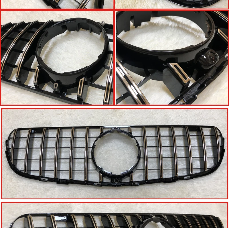 Для Mercedes W253 C253 W253 GLC класс GT S Передняя rille гриль решетки ABS серебро подходит спортивный бампер с камерой добавить стиль-in