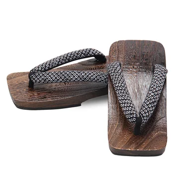 

Man Flip Flops Wooden Japanese Geta Clogs Ethnic Round Toe Paulownia Male Beach Wear Cosplay Oriental Shoes Sandals Slippers