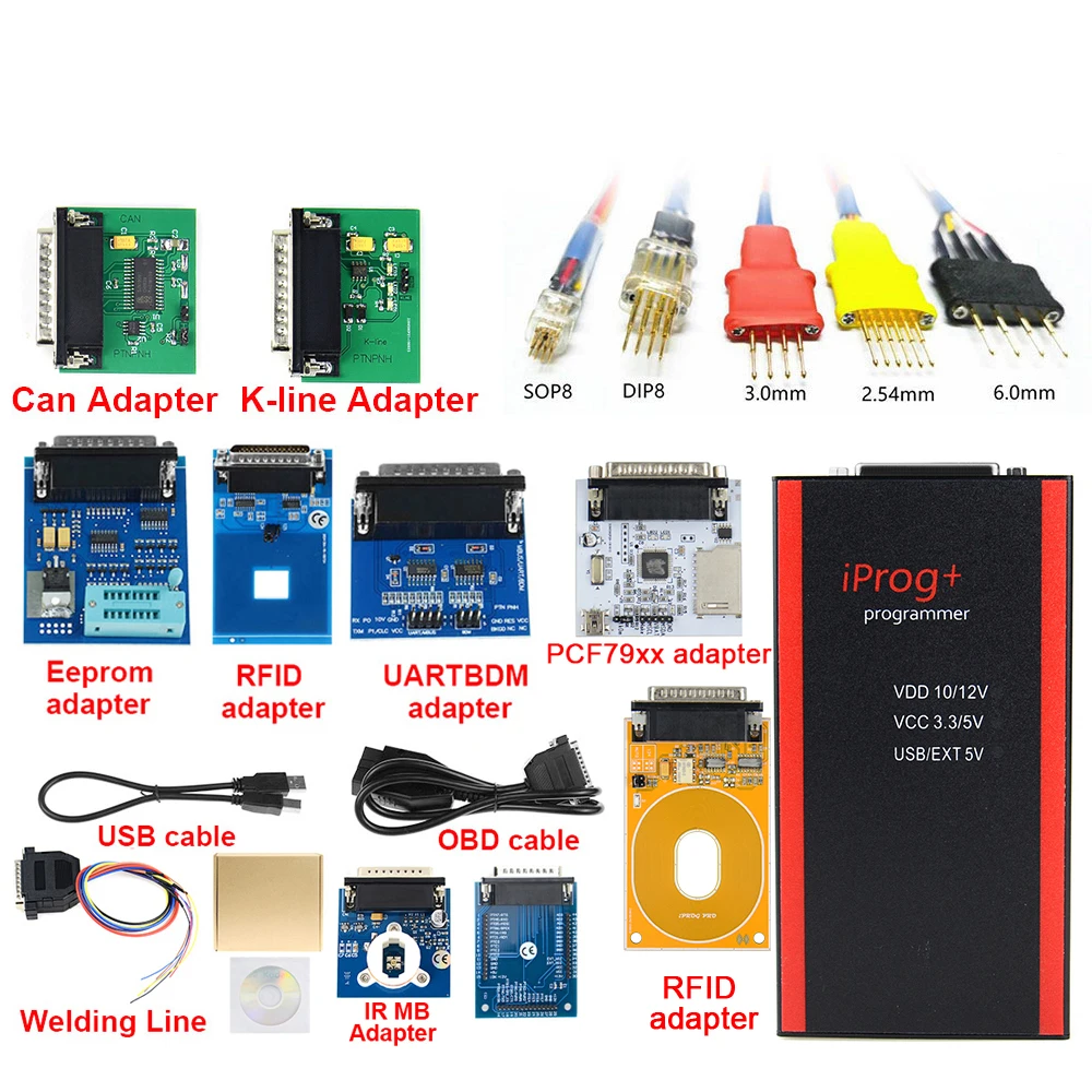 2022 V87 Iprog+ Key Programmer Support IMMO + Reset Iprog Pro Till 2019 with 11 adapter with free shipping engine temperature gauges