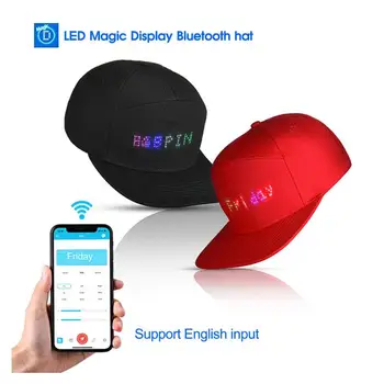 

Bluetooth LED Cool Hat Programmable Scrolling Message Display Board Baseball Cap