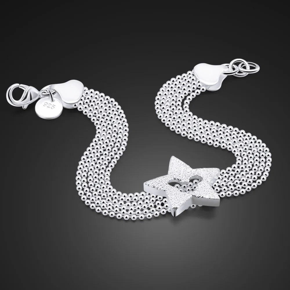 Элегантный браслет-цепочка с серебряные бусины 925 пробы звездами, женский браслет с подвеской в виде змеи, браслет-цепочка, ювелирные изделия, аксессуары