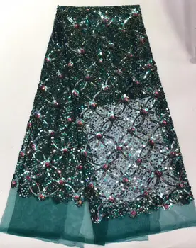 

Newest African Tulle lace fabric high quality ZH-89410 sequins lace Lace Fabric