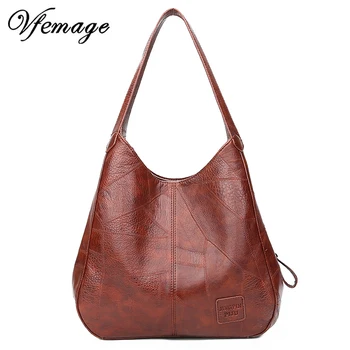 

Vfemage Vintage Top-Handle Bags Women Handbags Designer Female Shoulder Bags Leather Women Casual Totes Bolsos Feminina Sac
