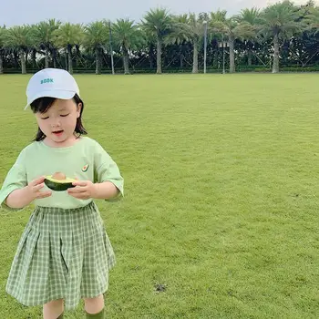 

2020 new girls 2 pcs set t-shirt+skirt fashion summer cotton girls suit 1-7 years HO881