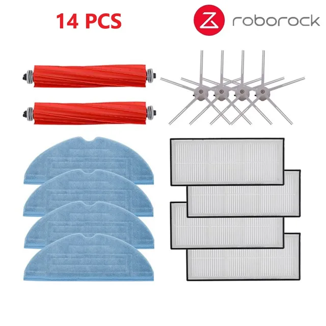 Xiaomi Roborock S7 S70 S75 S7Max s7MaxV T7S Plus Main Roll Brush Mop Rag Hepa Filter Side Brush Vacuum Cleaner Accessories 14 pcs