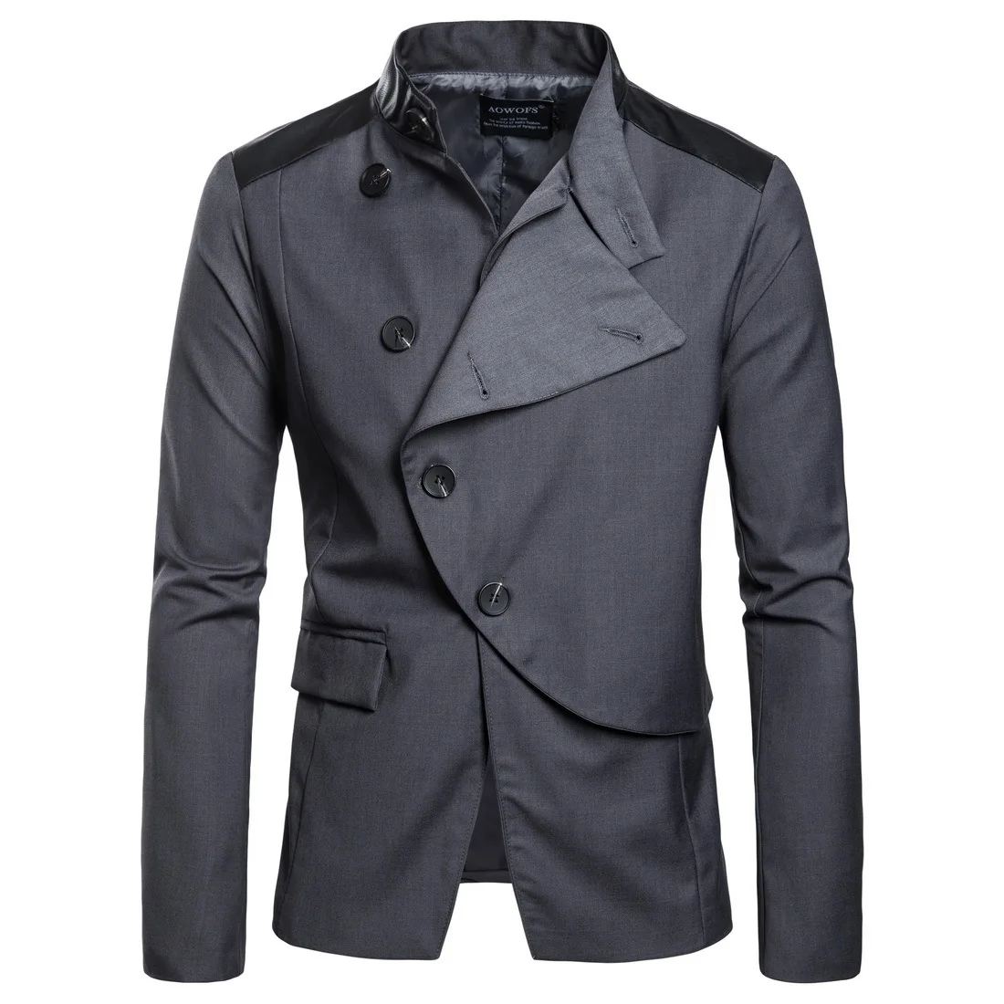 dark grey Новинка весны, мужские костюмы, пиджак, одноцветные блейзеры для мужчин/английский стиль, ветровка, двубортный костюм, мужские куртки - Цвет: dark grey