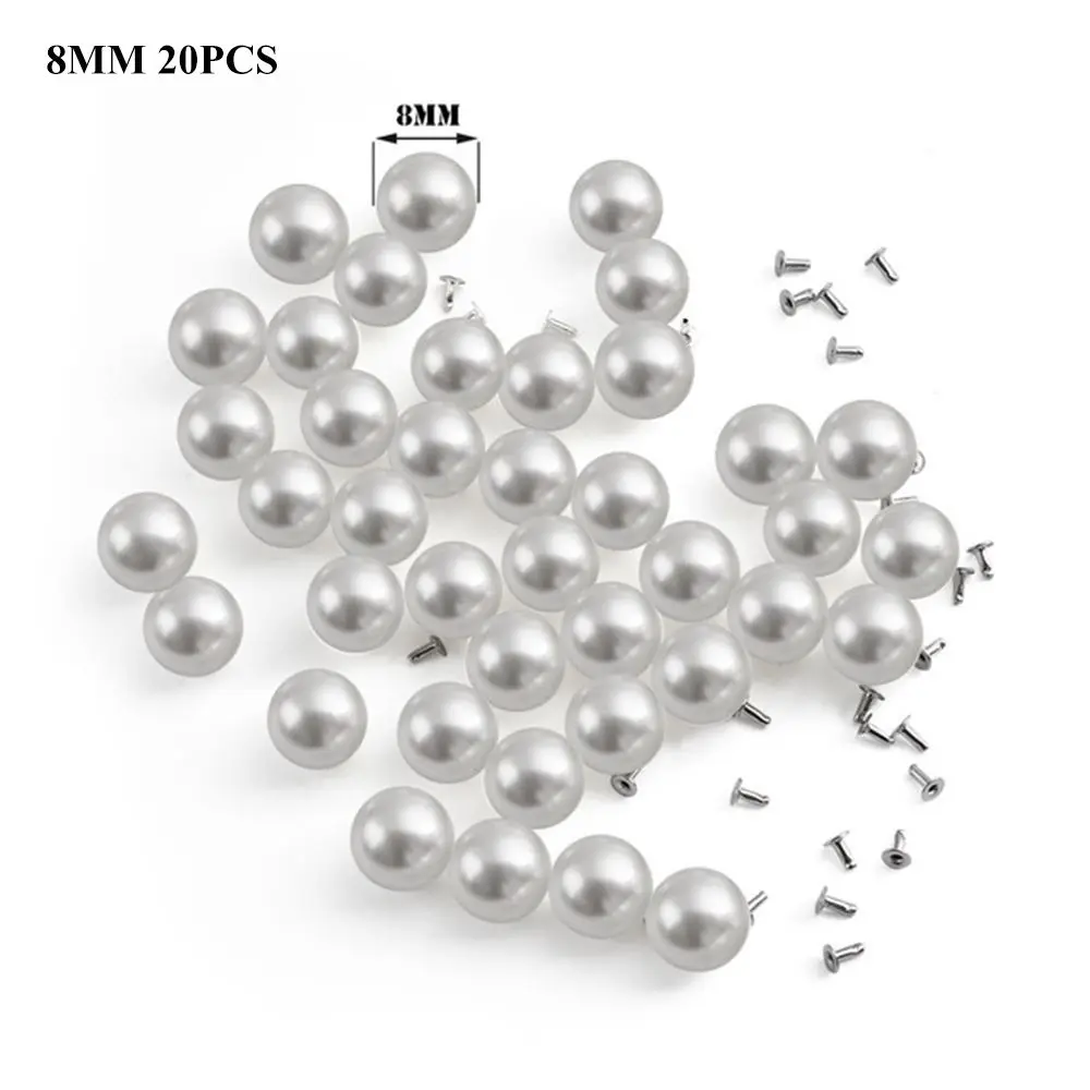 8mm-20pcs 10/20 штук имитация жемчуга жемчужные заклепки для ткани на основе карбида кремния, штаны и шапка, сумок, обуви, творчество, рукоделие, Декор DIY домашний аксессуары для одежды - Цвет: 8mm-20pcs