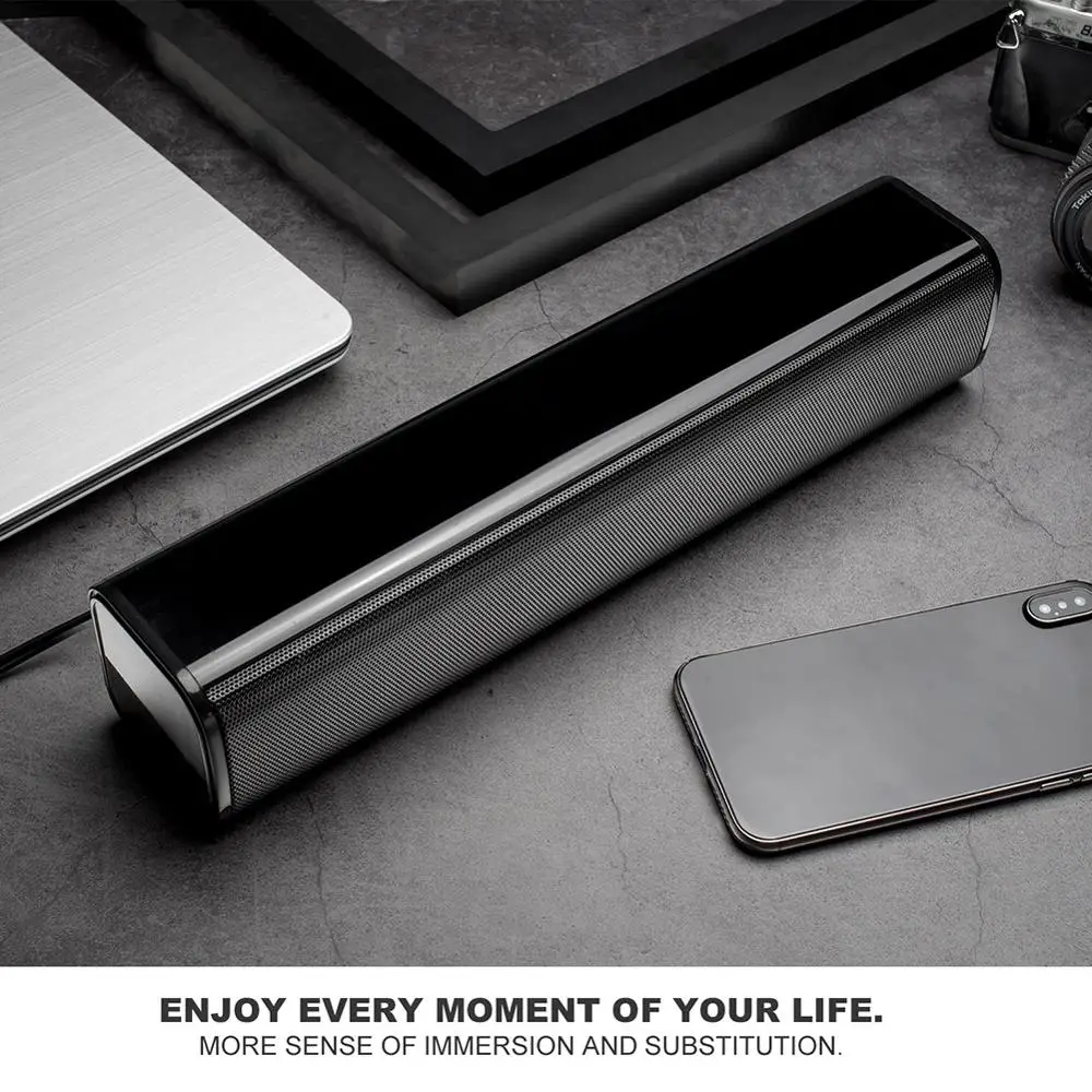 

Wired Computer Speaker USB Powered 6W Dual Drivers Sound Bar 3.5mm AUX, with 4.4ft Cable