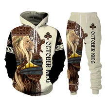 3d Poker Lion Printed Hoodies Pants Sets Cool Pullover Sweatshirts Sportswear Casual Women's Tracksuit Men's Clothing Suit