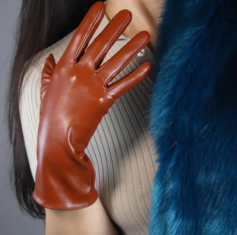 Женская модная пикантная тонкая искусственная Перчатка из искусственной кожи женские Вечерние кожаные длинные коричневые перчатки 50 см R2044