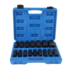 Jeu de douilles à Impact profond d'entraînement de 1/2 pouces, 16 pièces, douilles à embout hexagonal, Kits d'outils de réparation 10MM-32MM pour la réparation et l'entretien Automobile