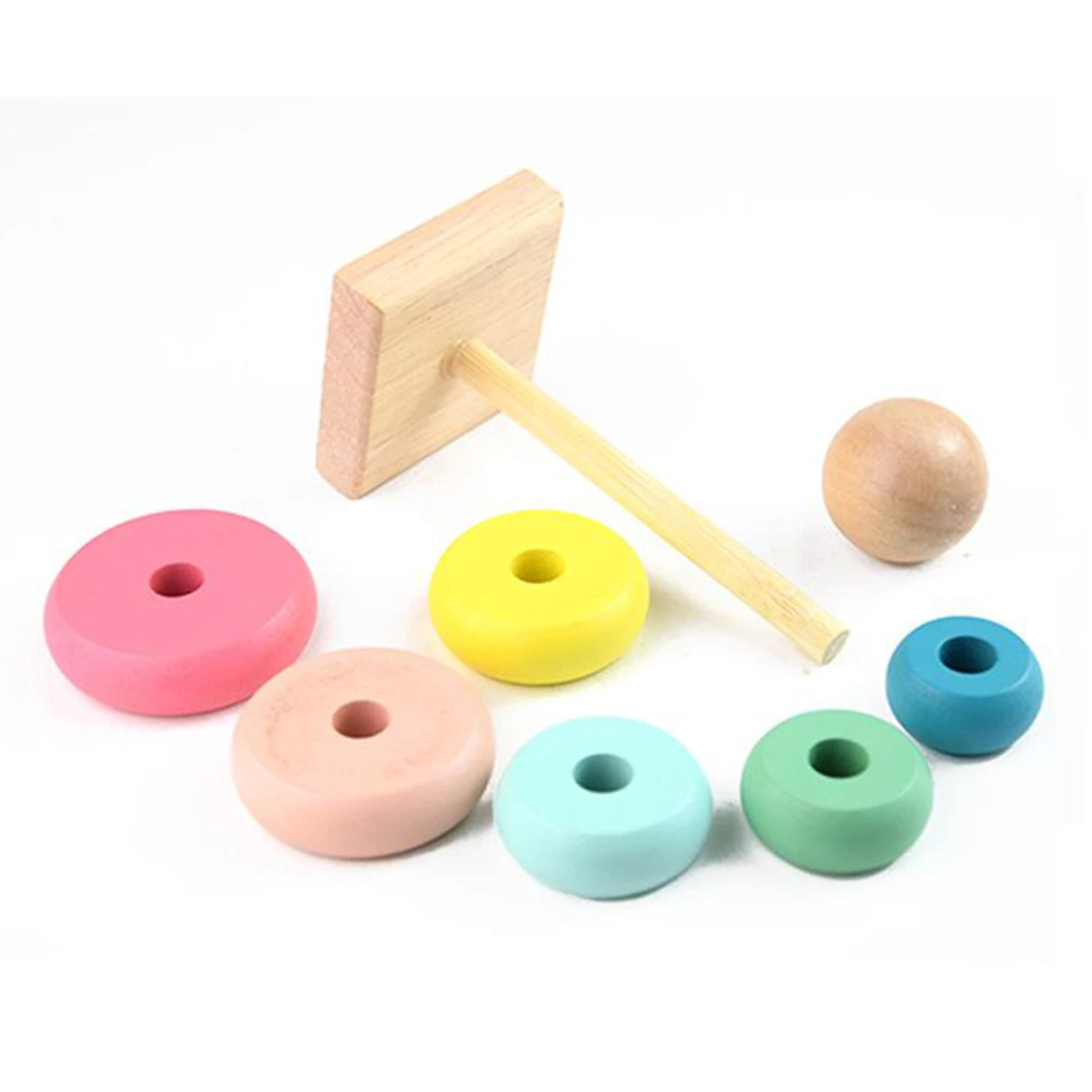 Colorful Kids Wooden Toys Rainbow Tower Early Educational Toys Cognition Learning Baby Toys for Kids Toddlers