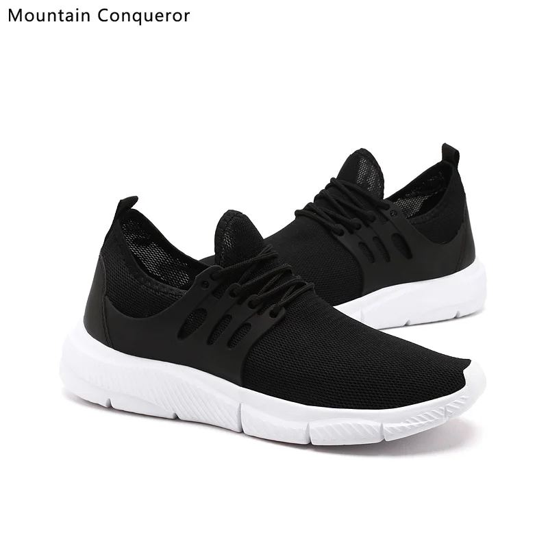 Ceny Mountain Conqueror 2019 nowy duży rozmiar 39 47 mężczyźni obuwie lekkie oddychające buty mężczyźni moda białe trampki