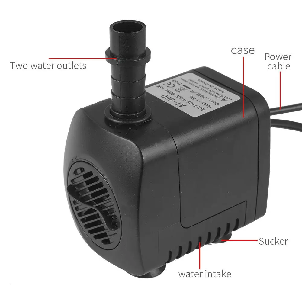 Fonte de Água Submersível Elétrico Fonte Bomba Moda Colorido Oxigênio 220gph 2 Bocais Piscina 15 w 10 Luzes subaquáticas