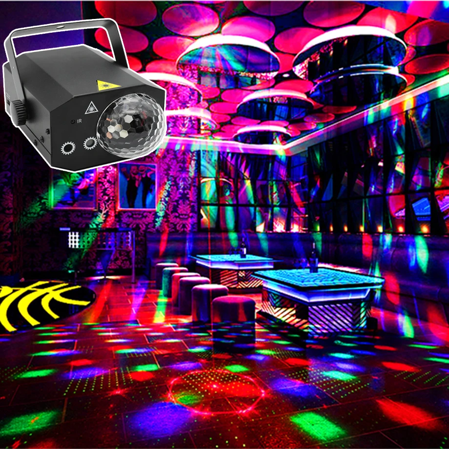 Диско магический шар Вечерние огни RGB светодиодный музыкальный центр лазерный проектор звук активный 16в1 сценический эффект дома свадьба ночь оборудование