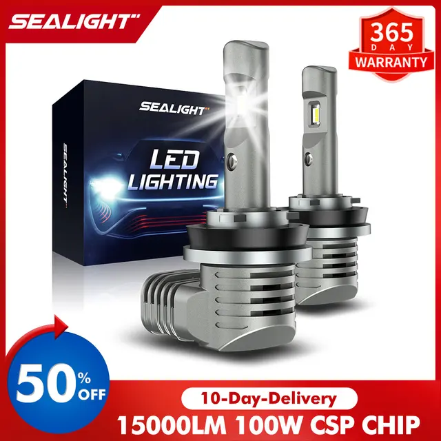 SEALIGHT LED Car Headlight H11 H8 6500k LED White Light S2 Series headlamps 15000LM Light Easy Install Car Light Car Accessories 1