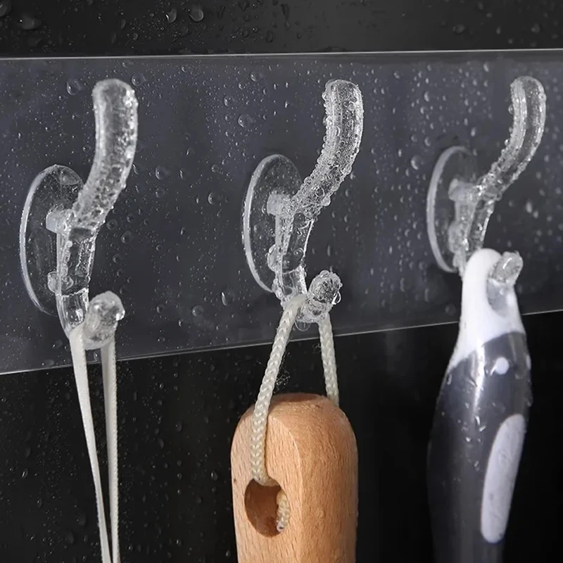 Wall Mount Hooks Multi Purpose Hooks Kitchen Hooks Wall Organizer Hook 3/6 Row Multifunction Transparent Hooks Hat Clothes Coat Hanger Towel Holder Door Hook Kitchen Bathroom Home Storage Tools