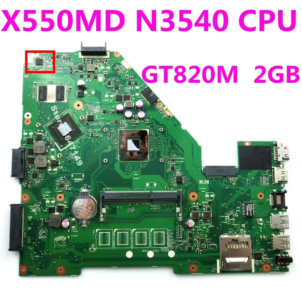 X550MD N3540 Процессор GT820M 2 ГБ видеопамяти материнская плата REV 2,0 для ASUS X550M X552M Y582M X550MD X550MJ X552M Материнская плата ноутбука тестирование