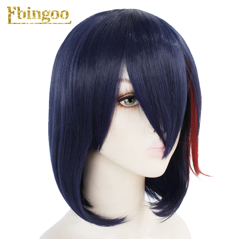 Ebingoo Hair cap+ Kill La Kill Ryuko Matoi короткий натуральный прямой Темно-синий микс красный синтетический костюм косплей парик на Хэллоуин