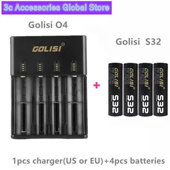 

Golisi 4pcs S32 IMR 20700 3200mah 40A E-CIG rechargeable battery VAPE with Golisi O4 Intelligent Battery Charger 2A fast charge