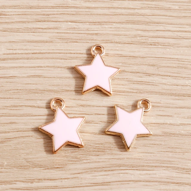 10pcs/lot Enamel Alloy Enamel Charms for Jewelry Making Cute Moon Star Sun Charms Pendant for DIY Necklaces Earrings Accessories Pink Color