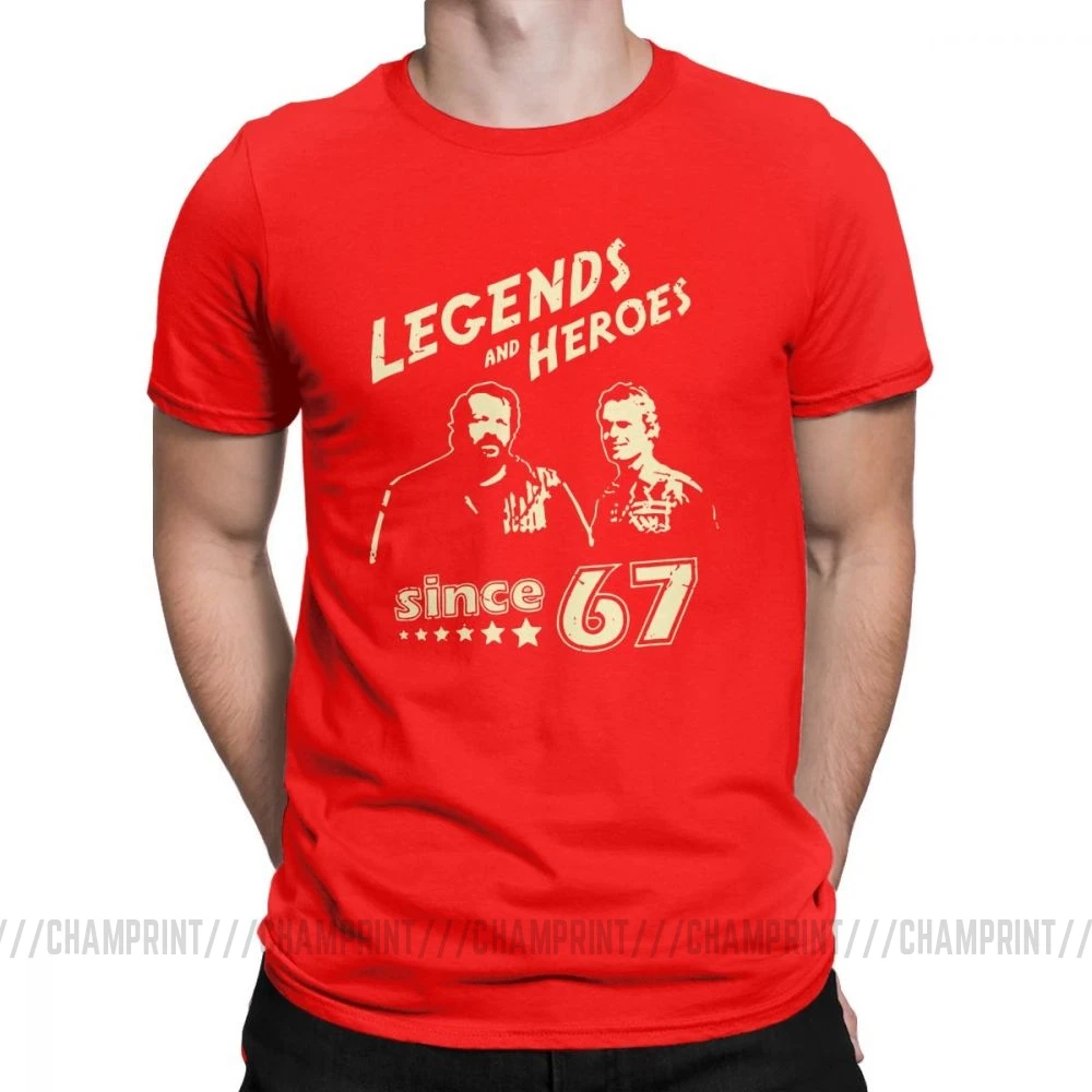 Мужские футболки Bud Spencer Legends And Hero Since 67, новинка, Теренс Хилл, топы с короткими рукавами и круглым вырезом, хлопковая футболка, идея подарка, футболка - Цвет: Красный