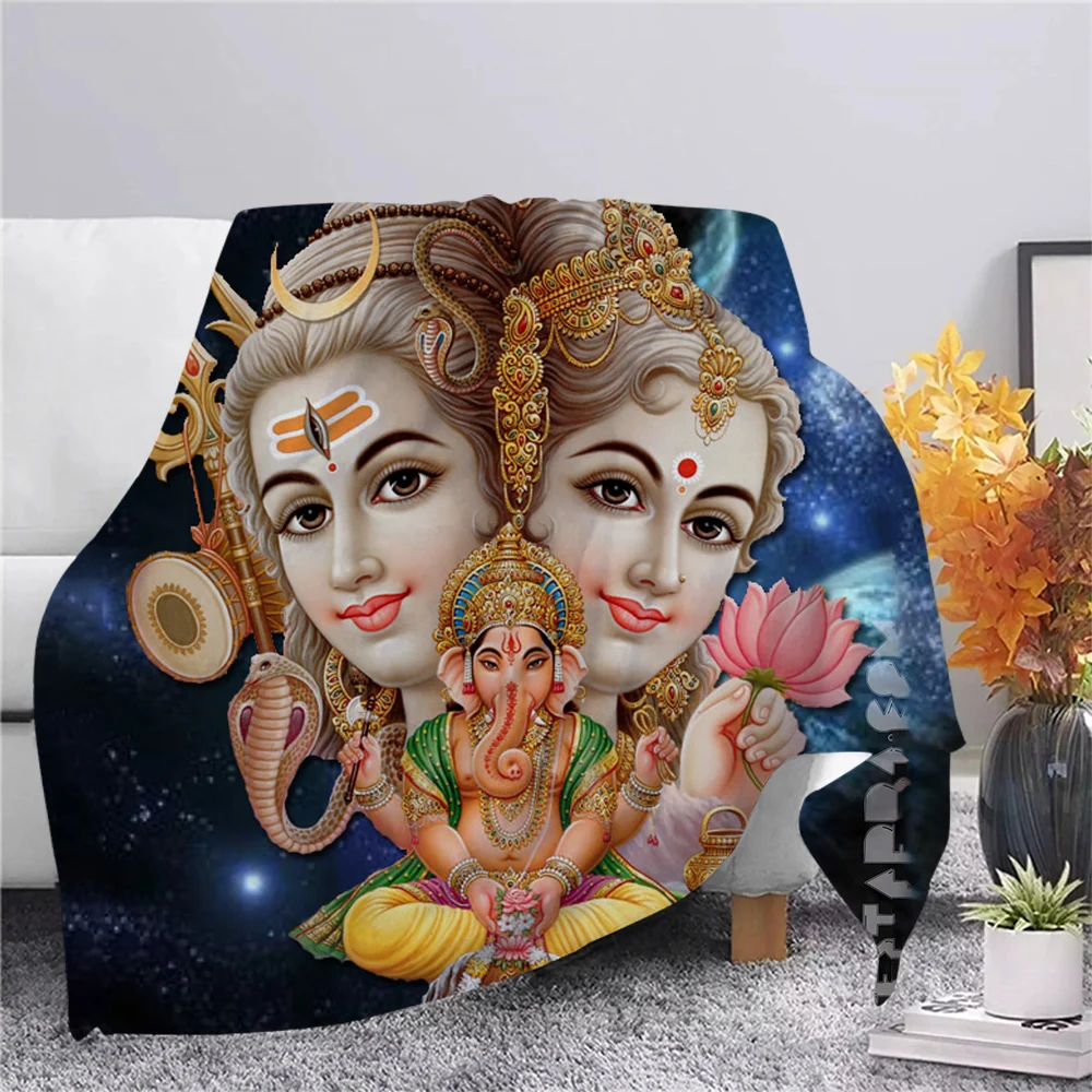 

CLOOCL God of Wisdom Ganeshas Flannel Blanket 3D Printed Lord Shiva Throw Blanket Dreamlike Office Nap Blankets Picnic Blankets