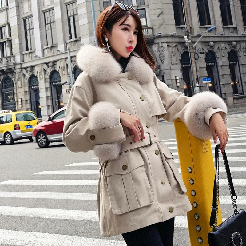 Dongdaemun осенне-зимняя новая стильная деконструируемая внутренняя одежда из лисьего меха 90 белая куртка на утином пуху Женская Толстая Женская