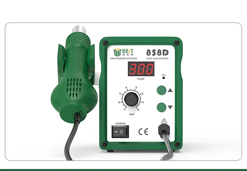 BST-858D Высокая мощность свинцовая спиральная температура регулируемый цифровой дисплей фена паяльная станция BGA паяльная станция