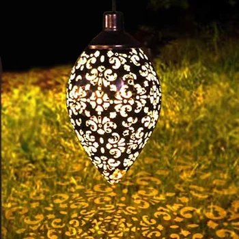 

Solar Powered Lamp LED Hanging Lantern Outdoor Solar Lamp Olive Shape Sensitive Sensor Control Waterproof Solar Garden Light