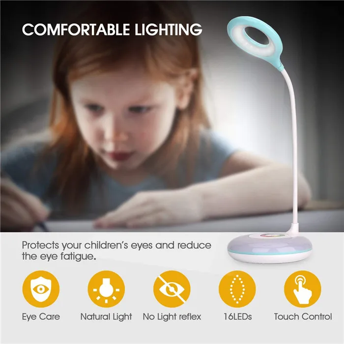 USB Rechargeable LED Desk Lamp Touch Control 1