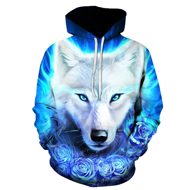

2019 New wolf hoodies Men's hoodie autumn Winter hip hop hoody Tops Casual Brand 3D wolf head Hoodie Sweatshirt Dropship