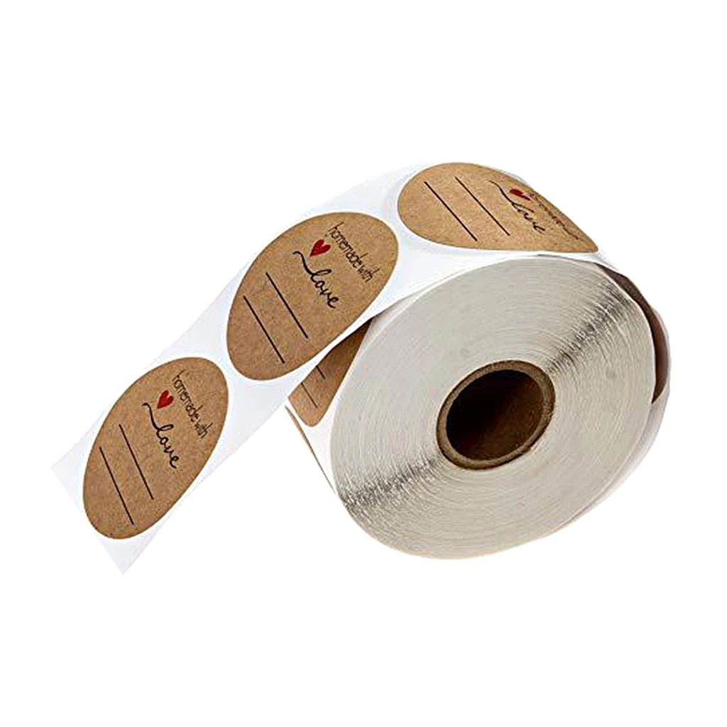 500x Homemade Love Stickers Roll Adhesive Label Stickers Decorative Sealing Stickers for Christmas Wedding Parties Gifts Packing