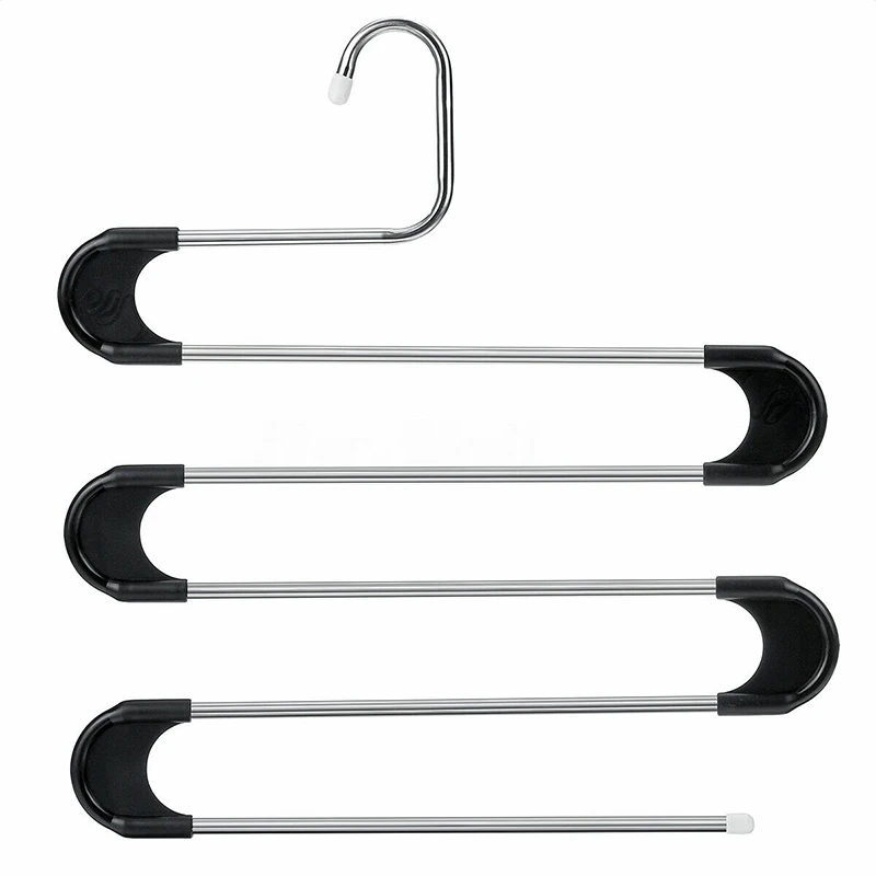 

Pants Hanger Organizer S-Type 5 Layers Clothes Trousers Holder Closet Storage Stainless Steel Household 34.5 * 37.5cm